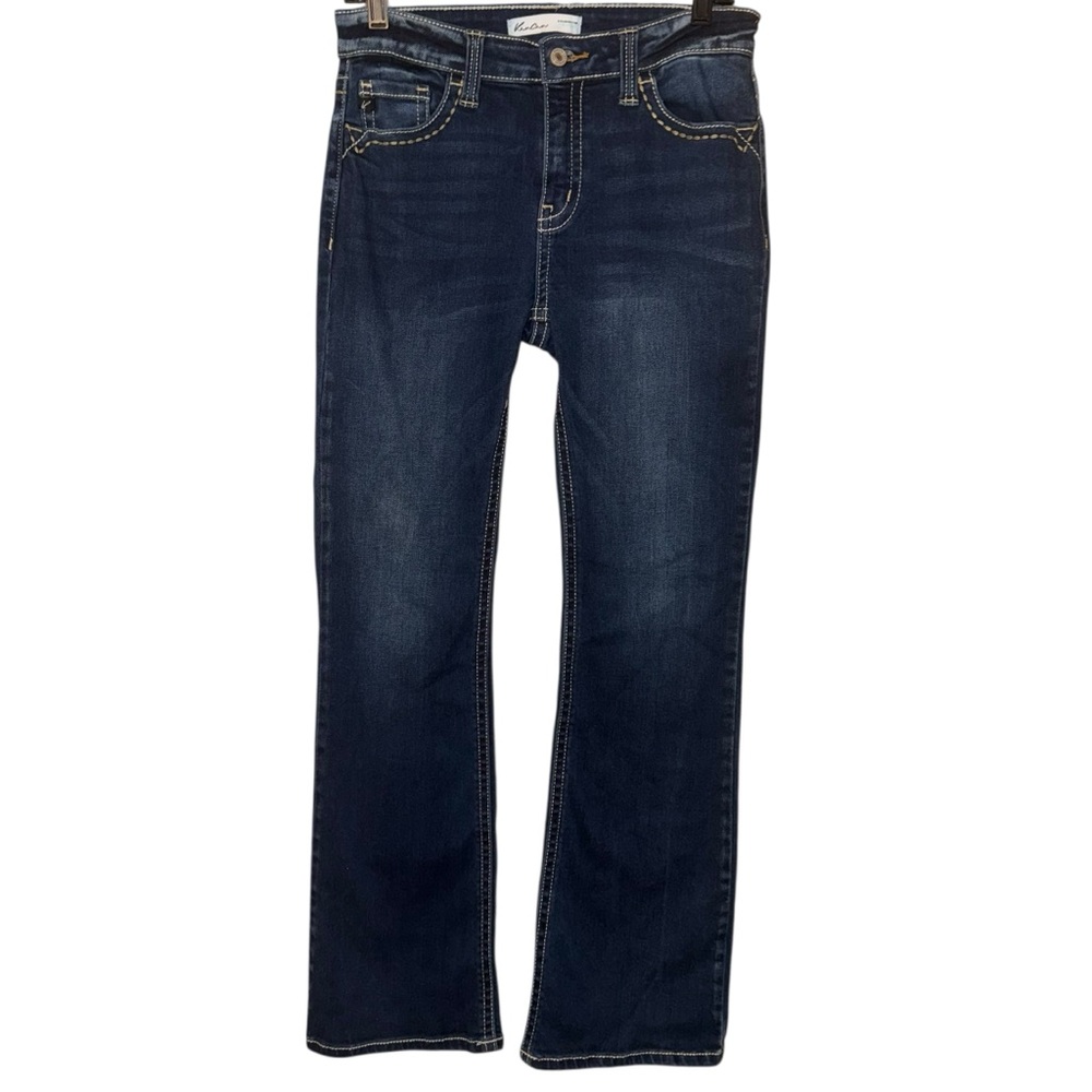 KanCan Dark Wash Blue Denim Bootcut Jeans Size 28 Mid Rise stretch
